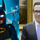 Screenshot from the movie Lego Batman (left) Steven Mnuchin (right, photo by Getty Images)